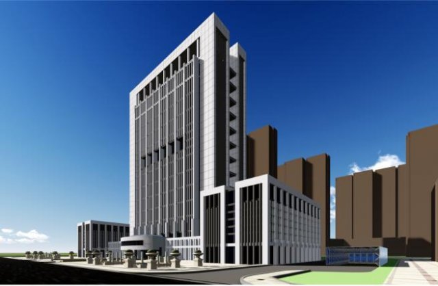 SU model of modern local tax bureau office complex 3D Model .c4d .max .obj .3ds .fbx .stl .blend 