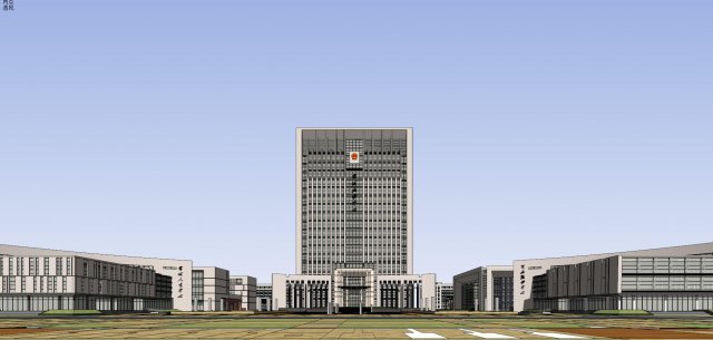 SU model of office building in modern administrative center Modelo 3D .c4d .max .obj .3ds .fbx .stl .blend 