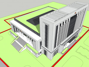SU model of the modern office building of the People Court Model 3D