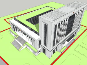 SU model of the modern office building of the People Court 3D Model