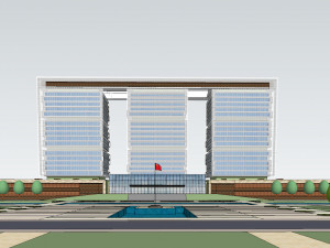 SU model of civic center square and government office building 3D Model