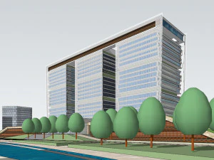 SU model of civic center square and government office building 3D Model