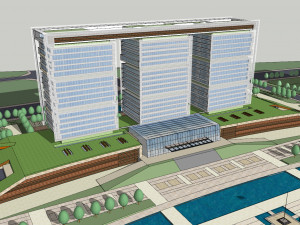 SU model of civic center square and government office building 3D Model