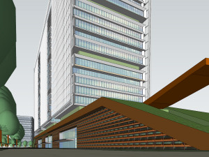 SU model of civic center square and government office building 3D Model