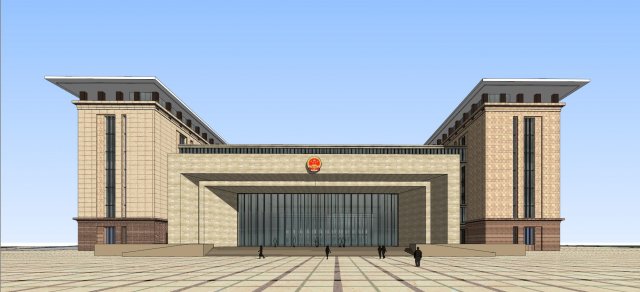 SU model of modern citizen service center office building 3D Model .c4d .max .obj .3ds .fbx .stl .blend 
