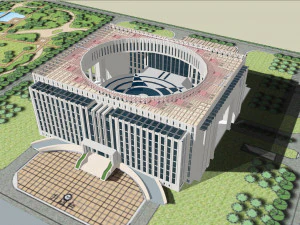 SU model of a modern government office building and its plaza 3D Model