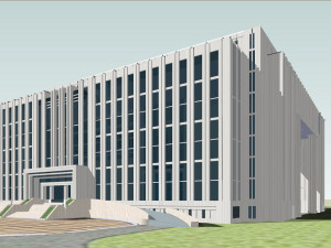 SU model of a modern government office building and its plaza Model 3D