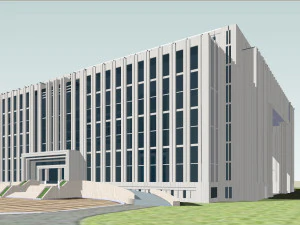 SU model of a modern government office building and its plaza 3D Model