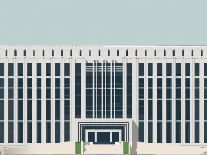 SU model of a modern government office building and its plaza Model 3D