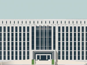 SU model of a modern government office building and its plaza 3D Model