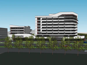 SU model of a modern-style streamlined office hotel building 3D Model