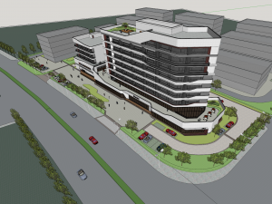 SU model of a modern-style streamlined office hotel building 3D 모델
