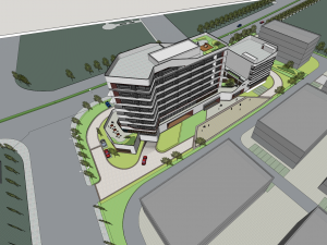 SU model of a modern-style streamlined office hotel building 3D 모델