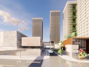 SU model of modern style Free Trade Center office building 3D Модель