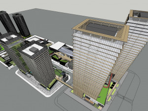 SU model of modern style Free Trade Center office building 3D Модель