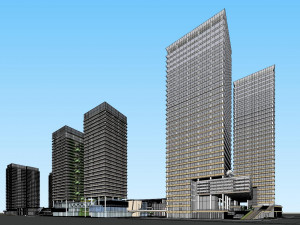 SU model of modern style Free Trade Center office building 3D Модель