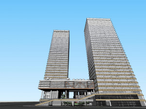 SU model of modern style Free Trade Center office building 3D Модель