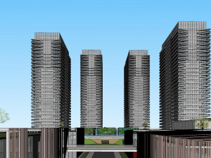SU model of modern style Free Trade Center office building 3D Модель