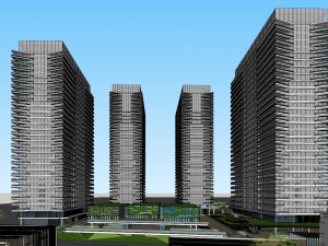 SU model of modern style Free Trade Center office building 3D Модель