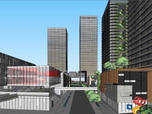 SU model of modern style Free Trade Center office building 3D Модель