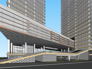 SU model of modern style Free Trade Center office building 3D Модель