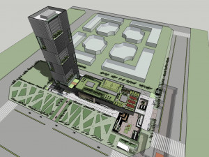SU model of modern comprehensive commercial office building Model 3D