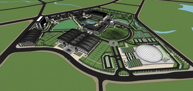 SU model of modern Sports Center commercial office building 3D Модель .c4d .max .obj .3ds .fbx .stl .blend 