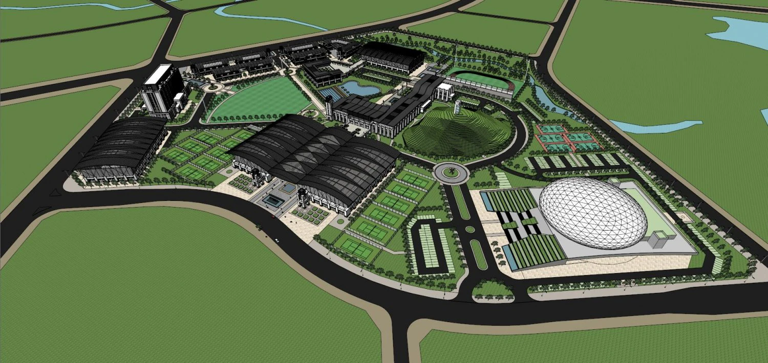 SU model of modern Sports Center commercial office building 3D Model .c4d .max .obj .3ds .fbx .stl .blend 