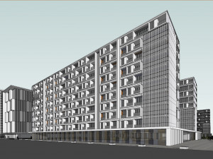 SU model of modern office and residential apartment building Model 3D