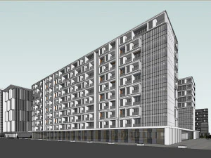 SU model of modern office and residential apartment building 3D Model