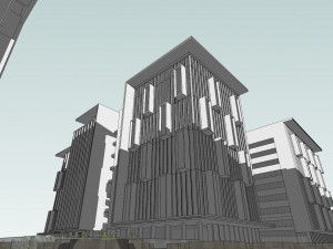 SU model of modern office and residential apartment building Model 3D