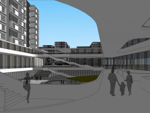 SU model of modern office and residential apartment building 3D Model