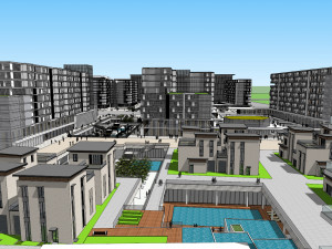 SU model of modern office and residential apartment building Model 3D