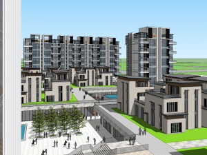 SU model of modern office and residential apartment building Model 3D