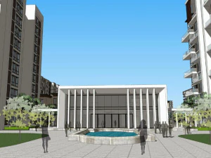 SU model of modern office and residential apartment building 3D Model