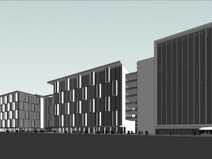 SU model of modern office and residential apartment building Model 3D