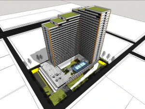 SU model of modern style Xinda community apartment building 3D Model