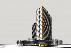 SU model of modern style Xinda community apartment building 3D Model