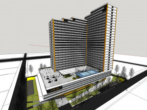 SU model of modern style Xinda community apartment building 3D मॉडल