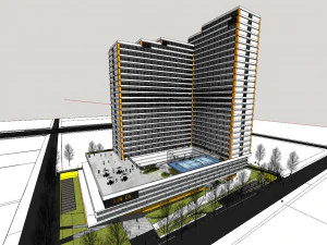 SU model of modern style Xinda community apartment building 3D Model