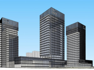 SU model of modern style railway office building building 3D Model