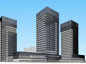 SU model of modern style railway office building building 3D Model