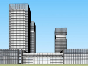 SU model of modern style railway office building building 3D Model