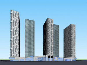 SU model of Poly high-rise office building building 3D Model