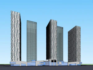 폴리 고층 오피스빌딩 건물의 SU 모델 3D 모델