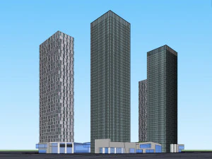 SU model of Poly high-rise office building building 3D Model