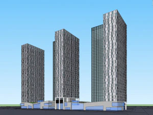 SU model of Poly high-rise office building building 3D Model