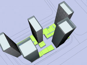 SU model of Poly high-rise office building building 3D Model