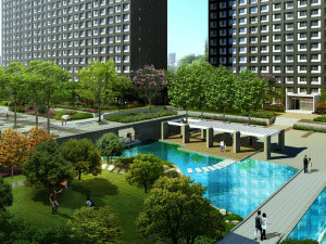 SU model of Vanke Blue Mountain office and apartment building Model 3D