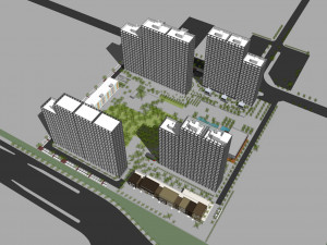 SU model of Vanke Blue Mountain office and apartment building Model 3D